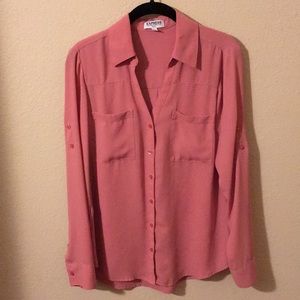 Express Pink Buttoned Top